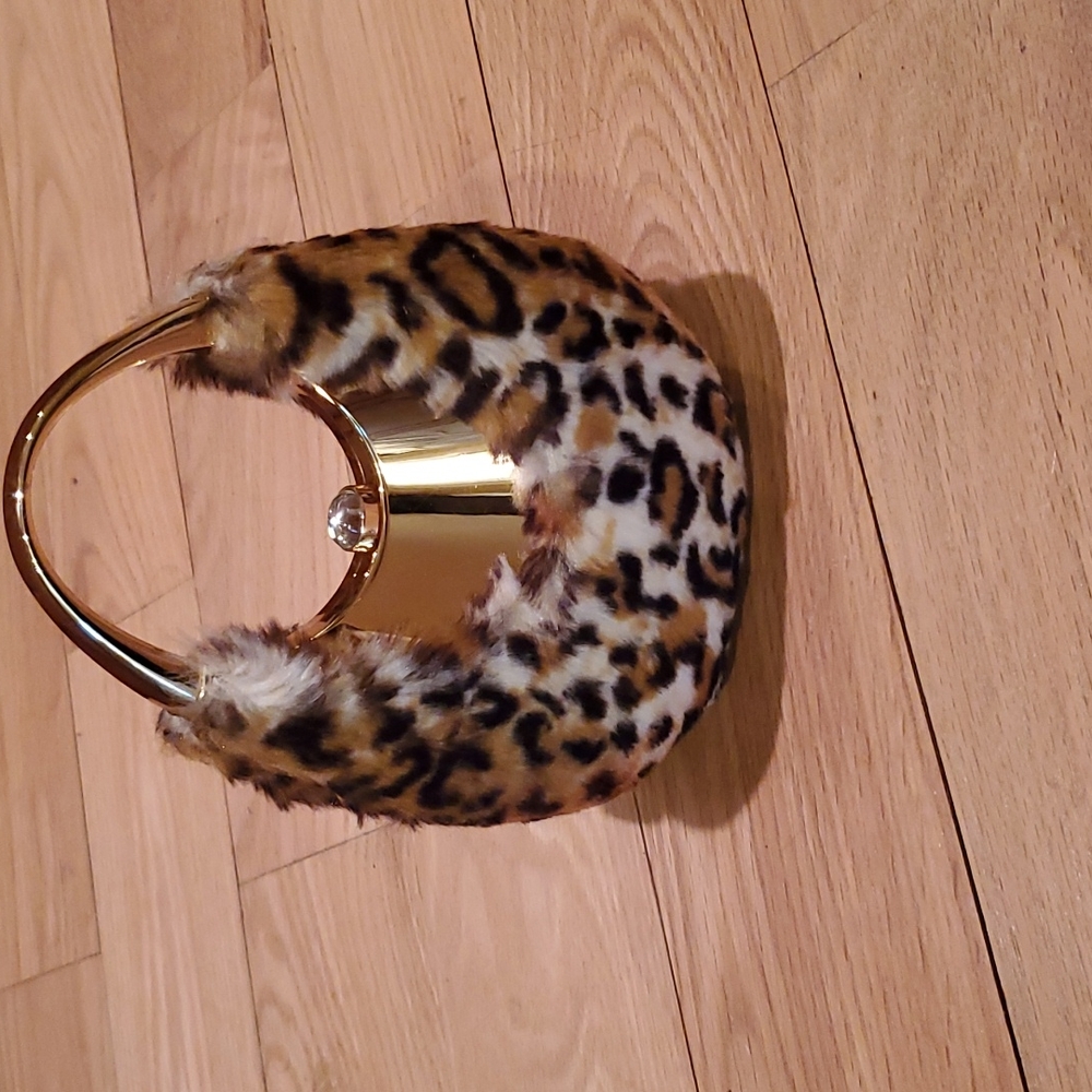 Faux Leopard Fur Evening Purse